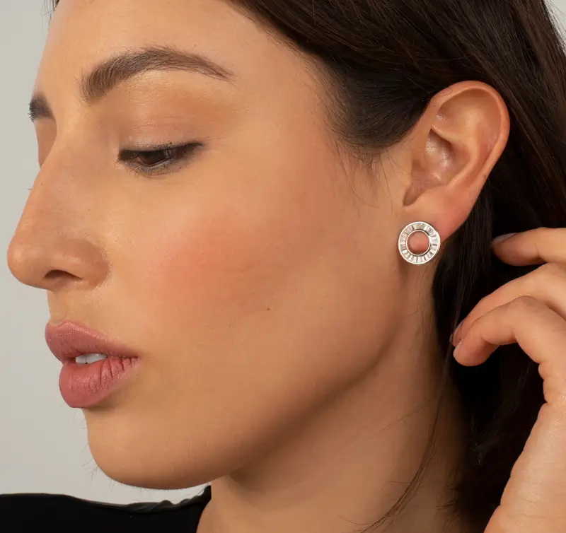 Aretes Aro Cristales Baguette