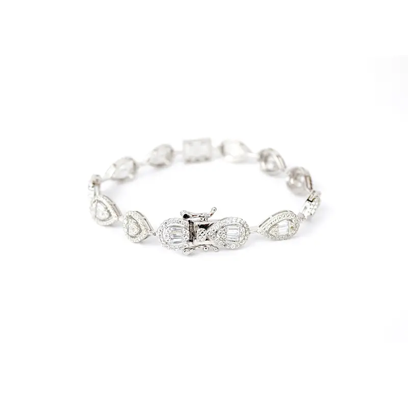Pulsera Centro Rectangular más Gotas Plata